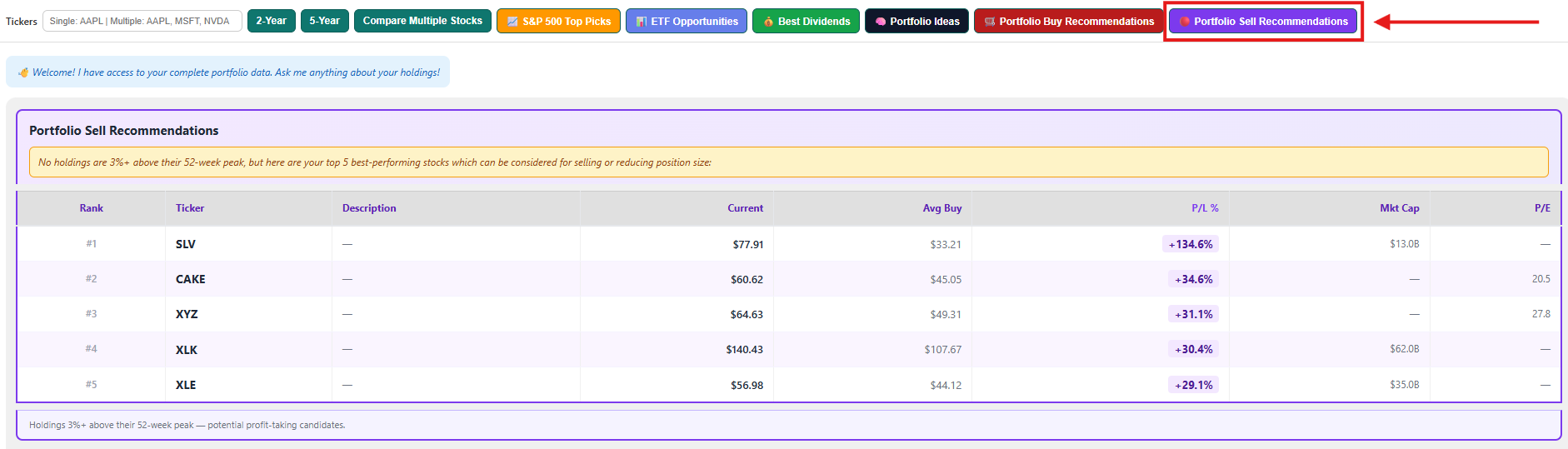 AI Analytics Interface