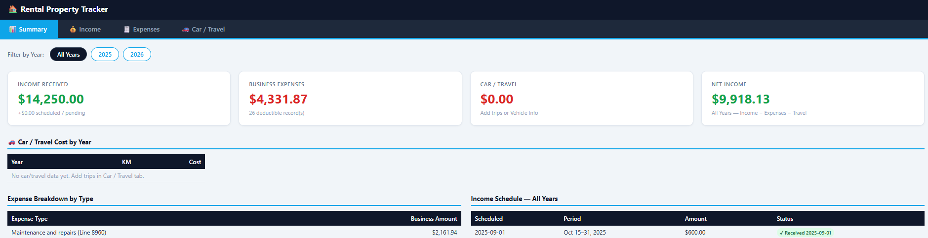 Rental Property Tracker
